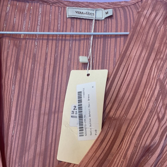 Vera & Lucy pink satin button maxi dress - Picture 2 of 2